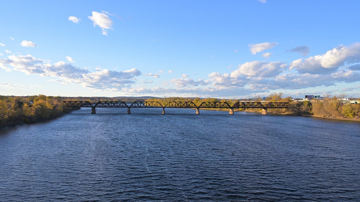 The Connecticut River with autumn foliage.